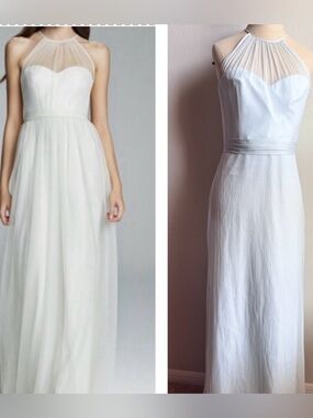 NWT Amsale Chiffon Silk Aliki Bridesmaid Wedding Guest Dress In Ice Blue